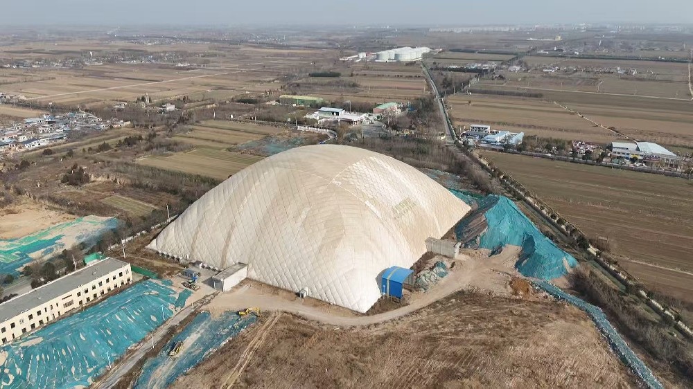 陕西管控城市垃圾再生利用气膜仓 30000平